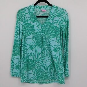 Lilly Pulitzer Joycee Tunic Womens S Green Resort Tropical Coastal Cruise Boho
